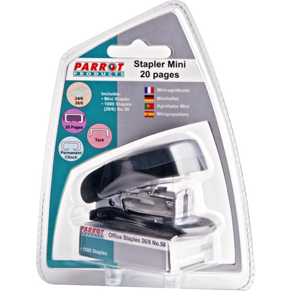 PARROT Plastic Desktop Mini Stapler - Black (20 Pages) PARROT Plastic Desktop Mini Stapler - Black (20 Pages)