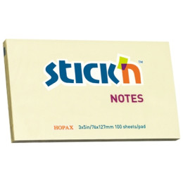 Stick'n Notes Pastel 76 x 127mm Yellow (100 Sheets)
