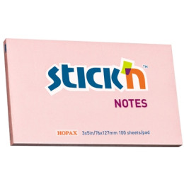 Stick'n Notes Pastel 76 x 127mm Pink (100 Sheets)
