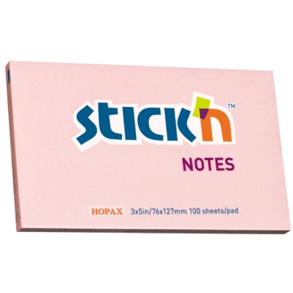 Stick'n Notes Pastel 76 x 127mm Pink (100 Sheets)