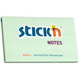 Stick'n Notes Pastel 76 x 127mm Green (100 Sheets)