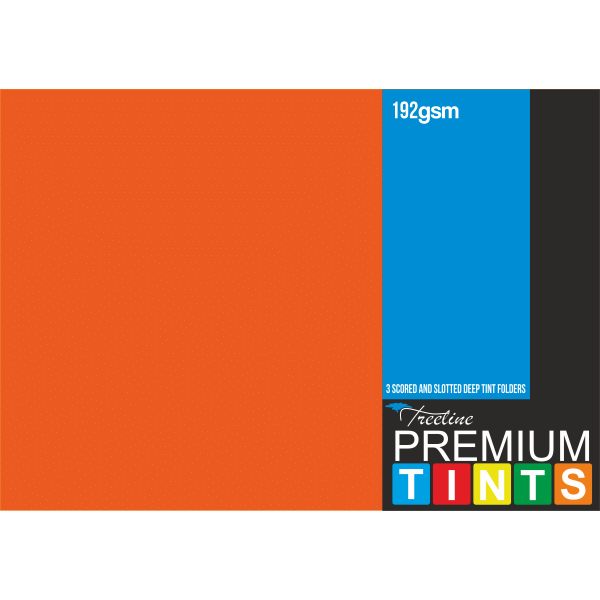 TREELINE Bright Deep Tint Board Folders 192gsm Foolscap Orange Pack 100
