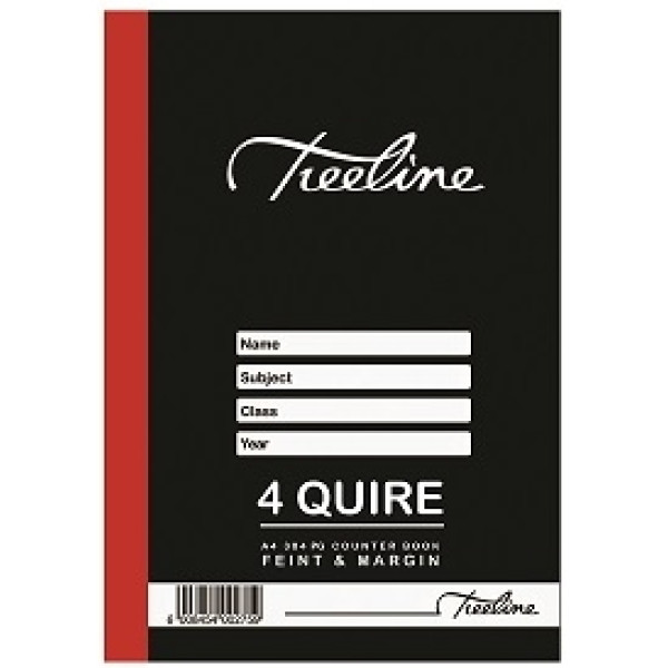 TREELINE A4 Counter Book 4 Quire Feint and Margin - 384 Pages