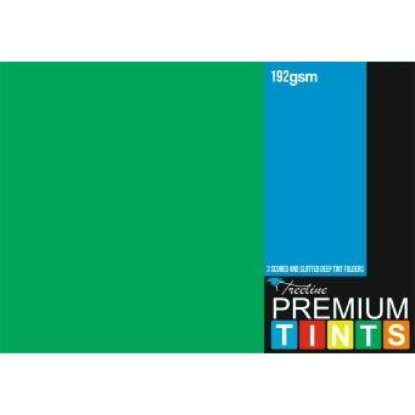 TREELINE Bright Deep Tint Board Folders 192gsm Foolscap Green Pack 100