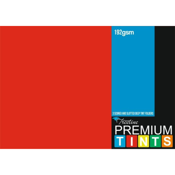 TREELINE Bright Deep Tint Board Folders 192gsm Foolscap Red Pack 100