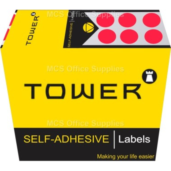 Tower Colour Code Labels Round 10mm Diameter Fluorescent Pink