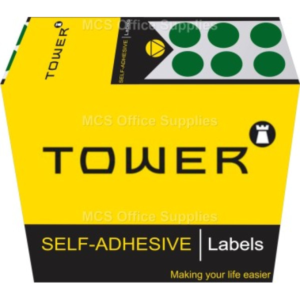 Tower Colour Code Labels Round 10mm Diameter Green