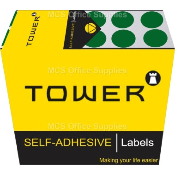 Tower Colour Code Labels Round 13mm Diameter Green