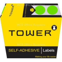 Tower Colour Code Labels Round 19mm Diameter Fluorescent Green
