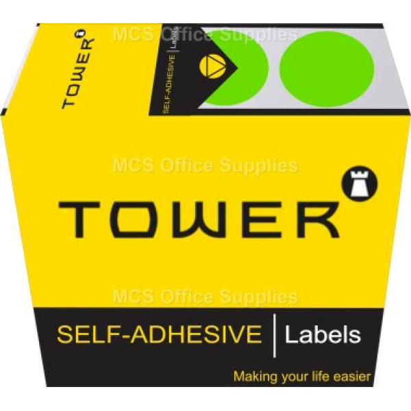 Tower Colour Code Labels Round 25mm Diameter Fluorescent Green
