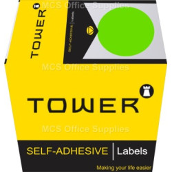 Tower Colour Code Labels Round 32mm Diameter Fluorescent Green
