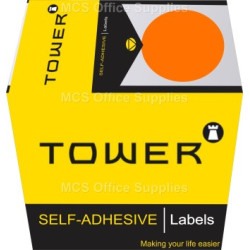 Tower Colour Code Labels Round 32mm Diameter Fluorescent Orange
