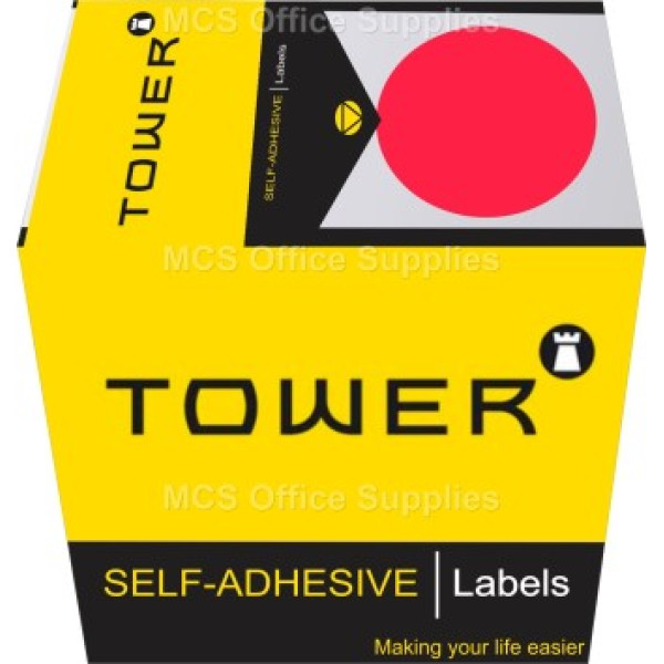 Tower Colour Code Labels Round 32mm Diameter Fluorescent Pink