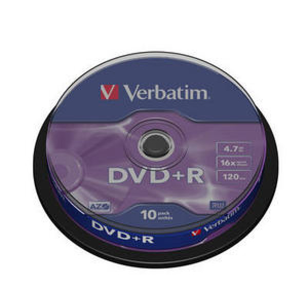 VERBATIM - DVD+R Matt Silver - 16x Speed (Spindle - 10 Pack)