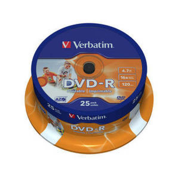 VERBATIM - DVD-R - Wide Photo Printable 16x Speed (Spindle - 25 Pack)