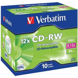 VERBATIM CD-RW 2x10 700Mb in Jewel Case (Box of 10)