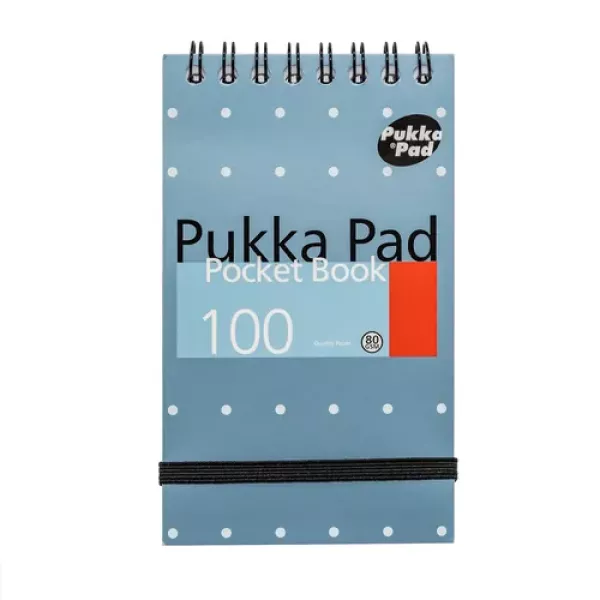 Pukka Pads Metallic A7 Top Spiral Pocket Notebook 100 Page in blue shown from the front