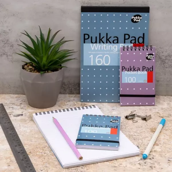 Pukka Pads Metallic A7 Top Spiral Pocket Notebook 100 Page in blue shown from the front