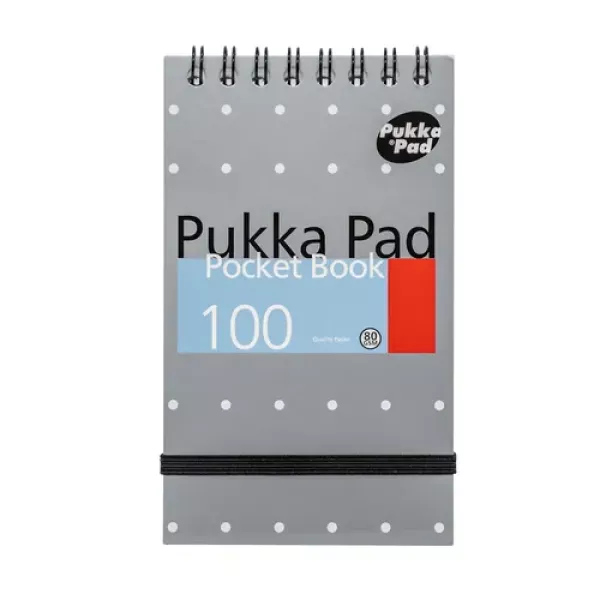 Pukka Pads Metallic A7 Top Spiral Pocket Notebook 100 Page in silver shown from the front