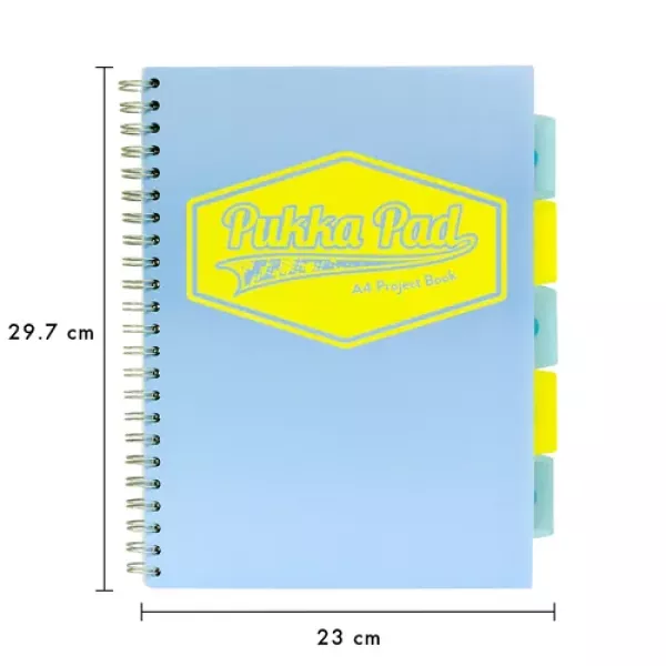 Pukka Pads Pastel A4 Polypropylene Cover Project Book 200 Page in blue shown from the front