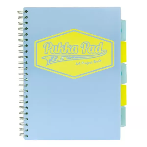 Pukka Pads Pastel A4 Polypropylene Cover Project Book 200 Page in blue shown from the front