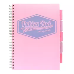 Pukka Pads Pastel A4 Polypropylene Cover Project Book 200 Page in pink shown from the front