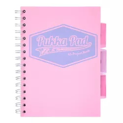 Pukka Pads Pastel A5 Polypropylene Cover Project Book 200 Page in pink shown from the front