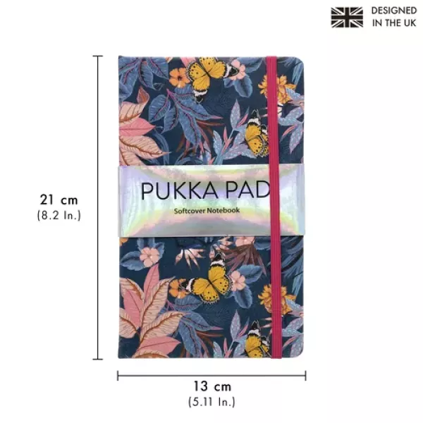 Pukka Bloom A5 Softcover Lined Notebook Blue Front View Pukka Bloom A5 Softcover Lined Notebook 192 Page Blue shown from the front