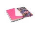 Pukka Bloom A5 Softcover Lined Notebook Blue Open Angled View Pukka Bloom A5 Softcover Lined Notebook Blue open at an angle showing pink inside cover