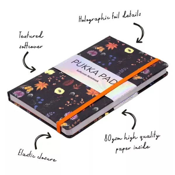Pukka Bloom A5 Softcover Lined Notebook 192 Page shown from the front