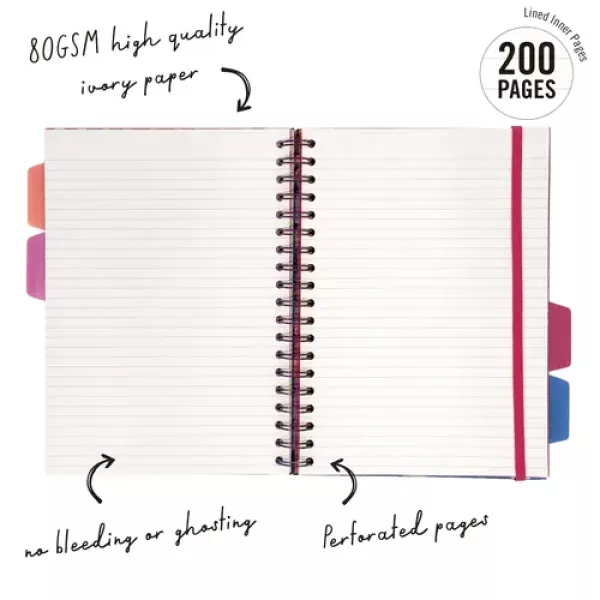 Pukka Bloom B5 Hardcover Project Book 200 Page Cream shown from the front with dividers