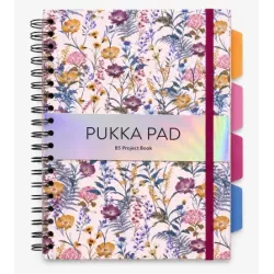 Pukka Bloom B5 Hardcover Project Book 200 Page Cream shown from the front with dividers