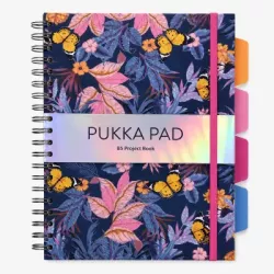 Pukka Bloom B5 Hardcover Project Book 200 Page Blue shown from the front with dividers